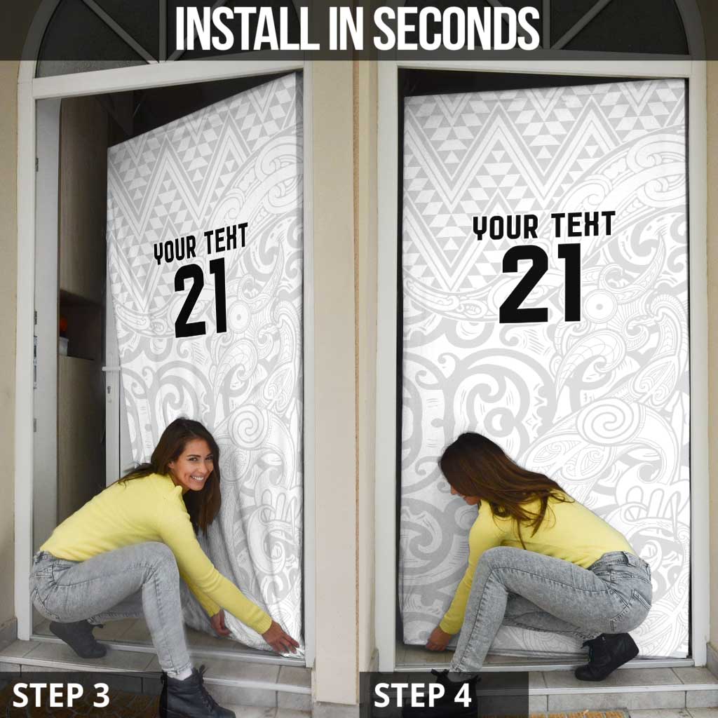 New Zealand Rangatira Custom Door Cover All White Niho Taniwha Maori Tribal - Polynesian Pride