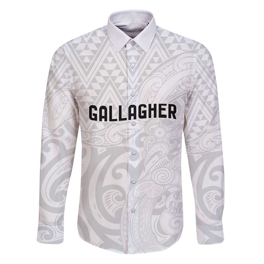 New Zealand Rangatira Custom Family Matching Puletasi and Hawaiian Shirt All White Niho Taniwha Maori Tribal