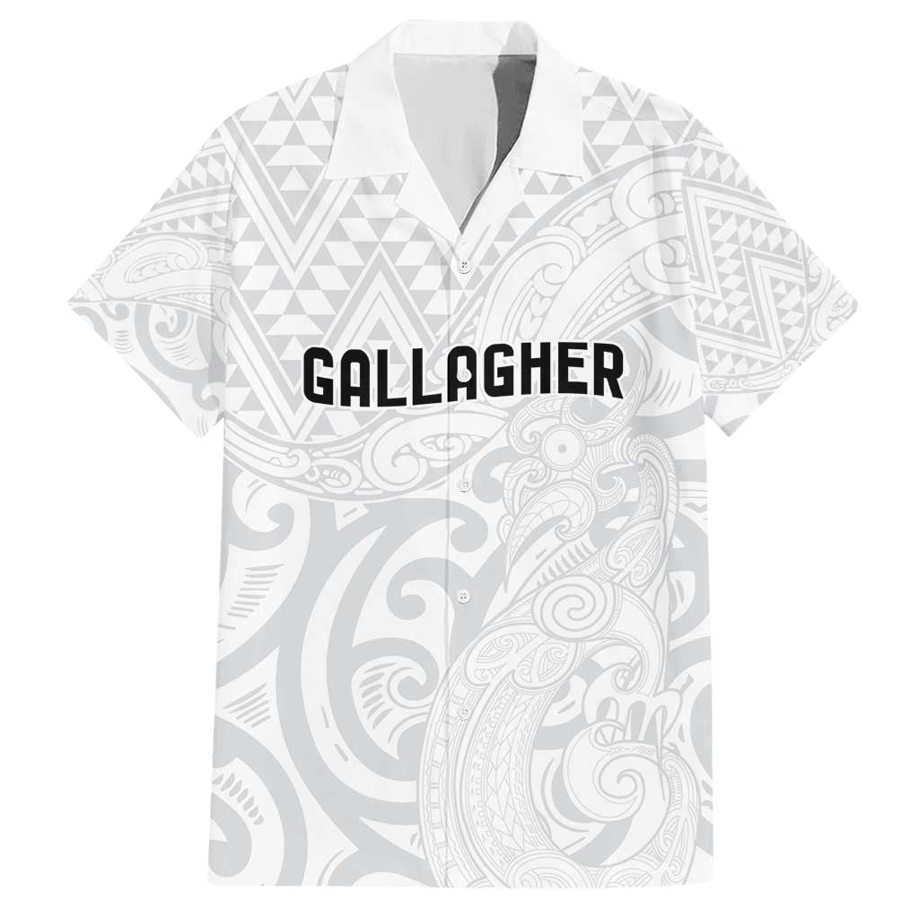 New Zealand Rangatira Custom Family Matching Short Sleeve Bodycon Dress and Hawaiian Shirt All White Niho Taniwha Maori Tribal