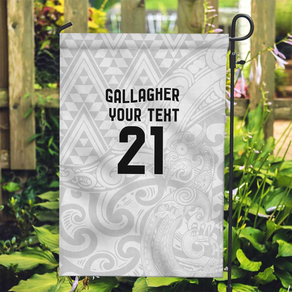 New Zealand Rangatira Custom Garden Flag All White Niho Taniwha Maori Tribal