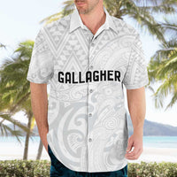 New Zealand Rangatira Custom Hawaiian Shirt All White Niho Taniwha Maori Tribal