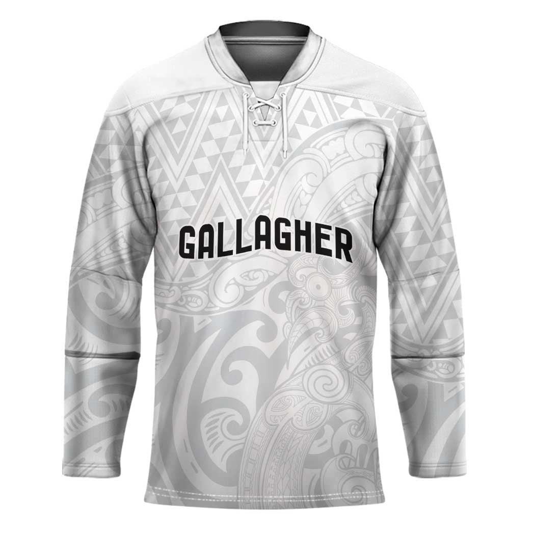 New Zealand Rangatira Custom Hockey Jersey All White Niho Taniwha Maori Tribal - Polynesian Pride