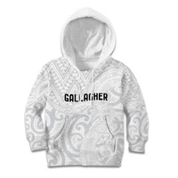 New Zealand Rangatira Custom Kid Hoodie All White Niho Taniwha Maori Tribal