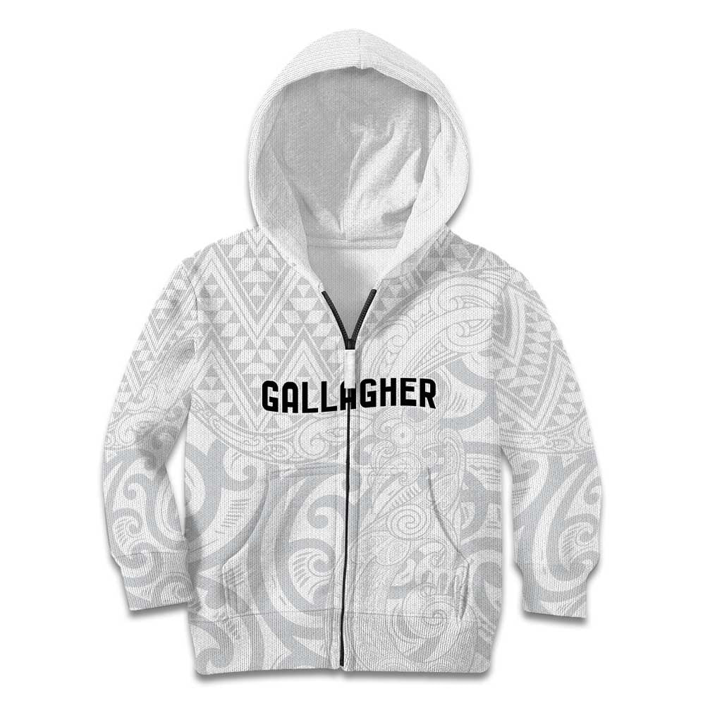 New Zealand Rangatira Custom Kid Hoodie All White Niho Taniwha Maori Tribal