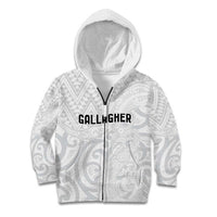 New Zealand Rangatira Custom Kid Hoodie All White Niho Taniwha Maori Tribal