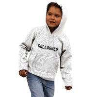 New Zealand Rangatira Custom Kid Hoodie All White Niho Taniwha Maori Tribal