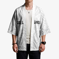 New Zealand Rangatira Custom Kimono All White Niho Taniwha Maori Tribal - Polynesian Pride