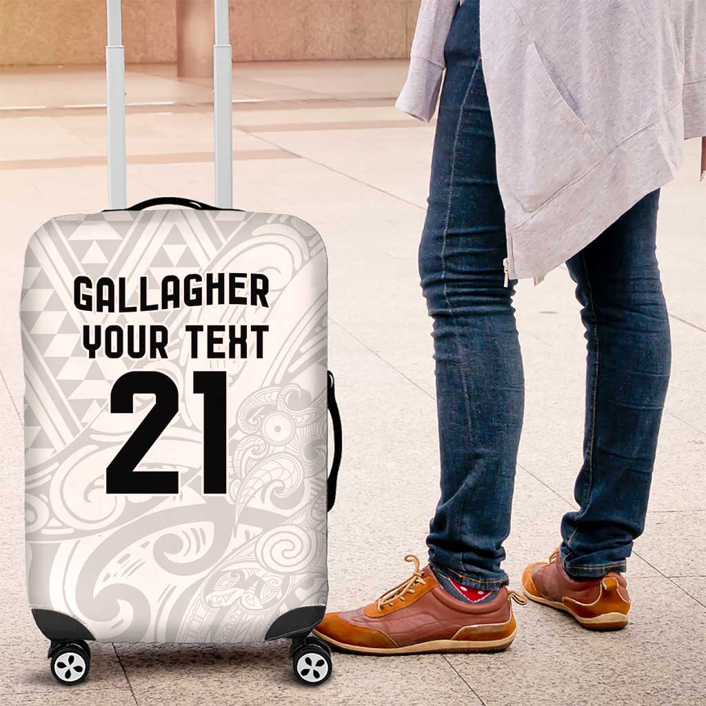 New Zealand Rangatira Custom Luggage Cover All White Niho Taniwha Maori Tribal