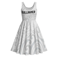 New Zealand Rangatira Custom Midi Dress All White Niho Taniwha Maori Tribal - Polynesian Pride