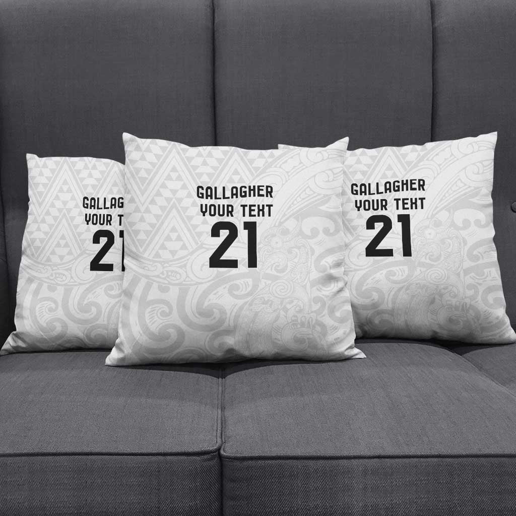 New Zealand Rangatira Custom Pillow Cover All White Niho Taniwha Maori Tribal - Polynesian Pride