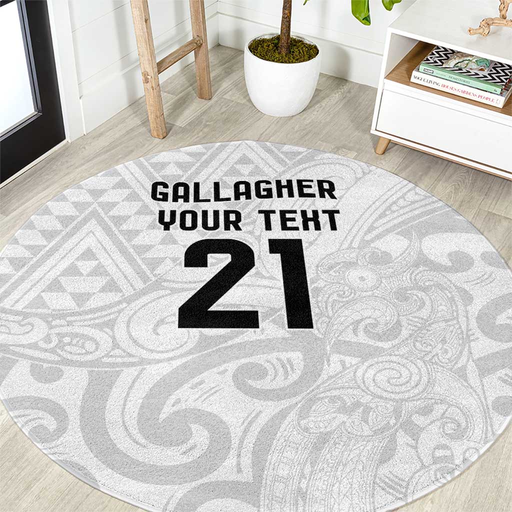 New Zealand Rangatira Custom Round Carpet All White Niho Taniwha Maori Tribal