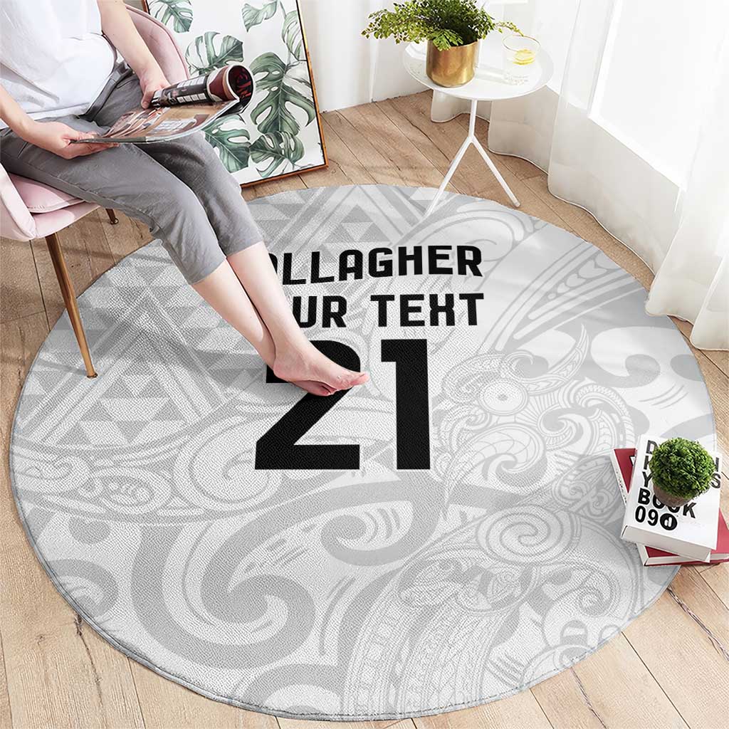 New Zealand Rangatira Custom Round Carpet All White Niho Taniwha Maori Tribal