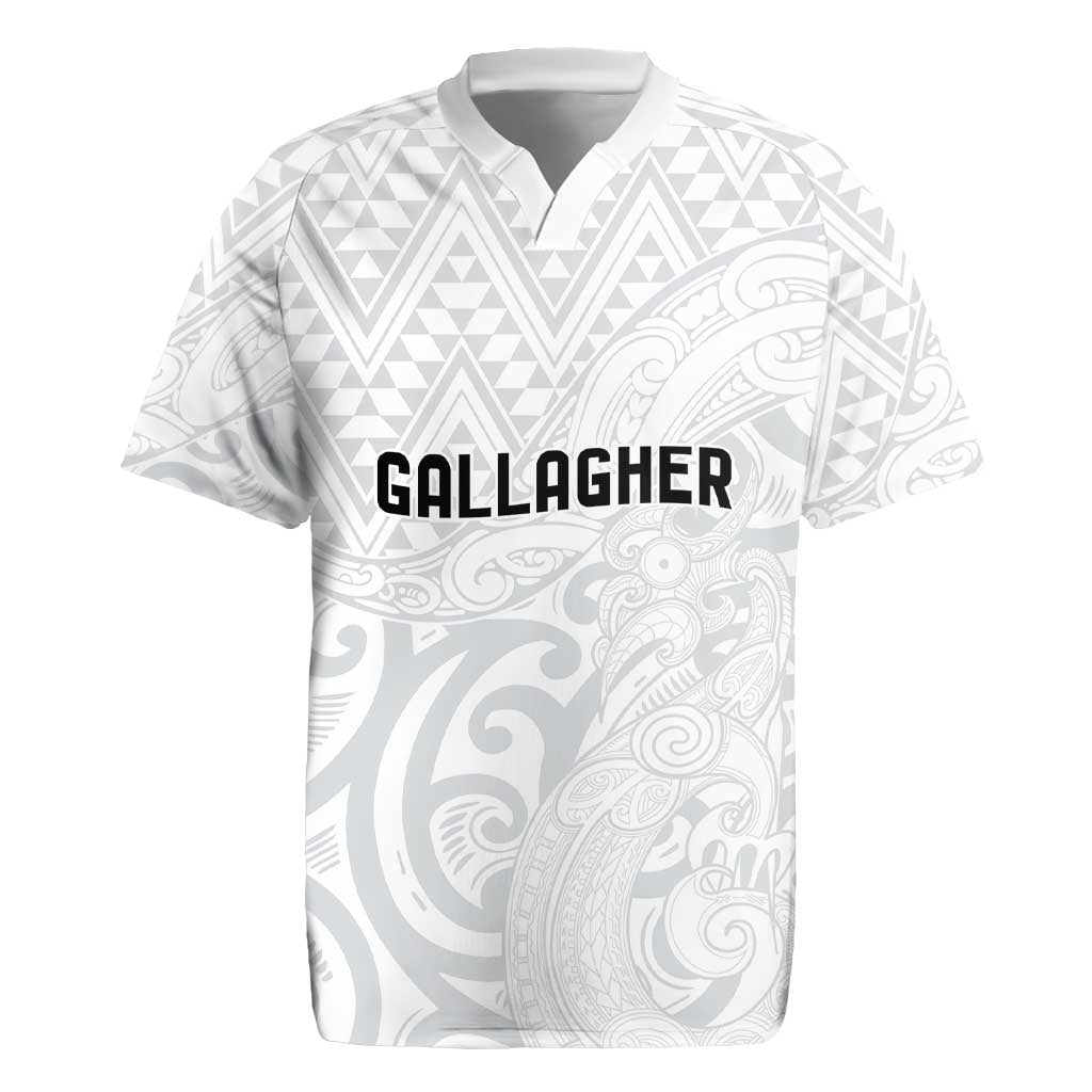 New Zealand Rangatira Custom Rugby Jersey All White Niho Taniwha Maori Tribal