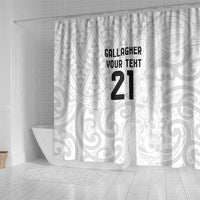 New Zealand Rangatira Custom Shower Curtain All White Niho Taniwha Maori Tribal