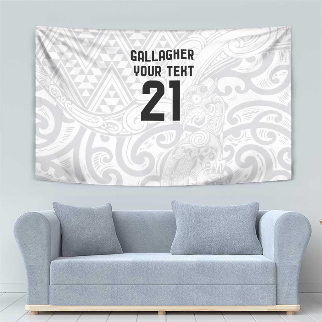 New Zealand Rangatira Custom Tapestry All White Niho Taniwha Maori Tribal