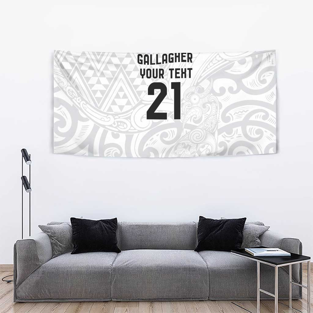 New Zealand Rangatira Custom Tapestry All White Niho Taniwha Maori Tribal