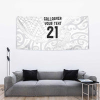 New Zealand Rangatira Custom Tapestry All White Niho Taniwha Maori Tribal