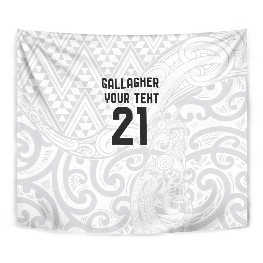 New Zealand Rangatira Custom Tapestry All White Niho Taniwha Maori Tribal