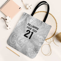 New Zealand Rangatira Custom Tote Bag All White Niho Taniwha Maori Tribal - Polynesian Pride