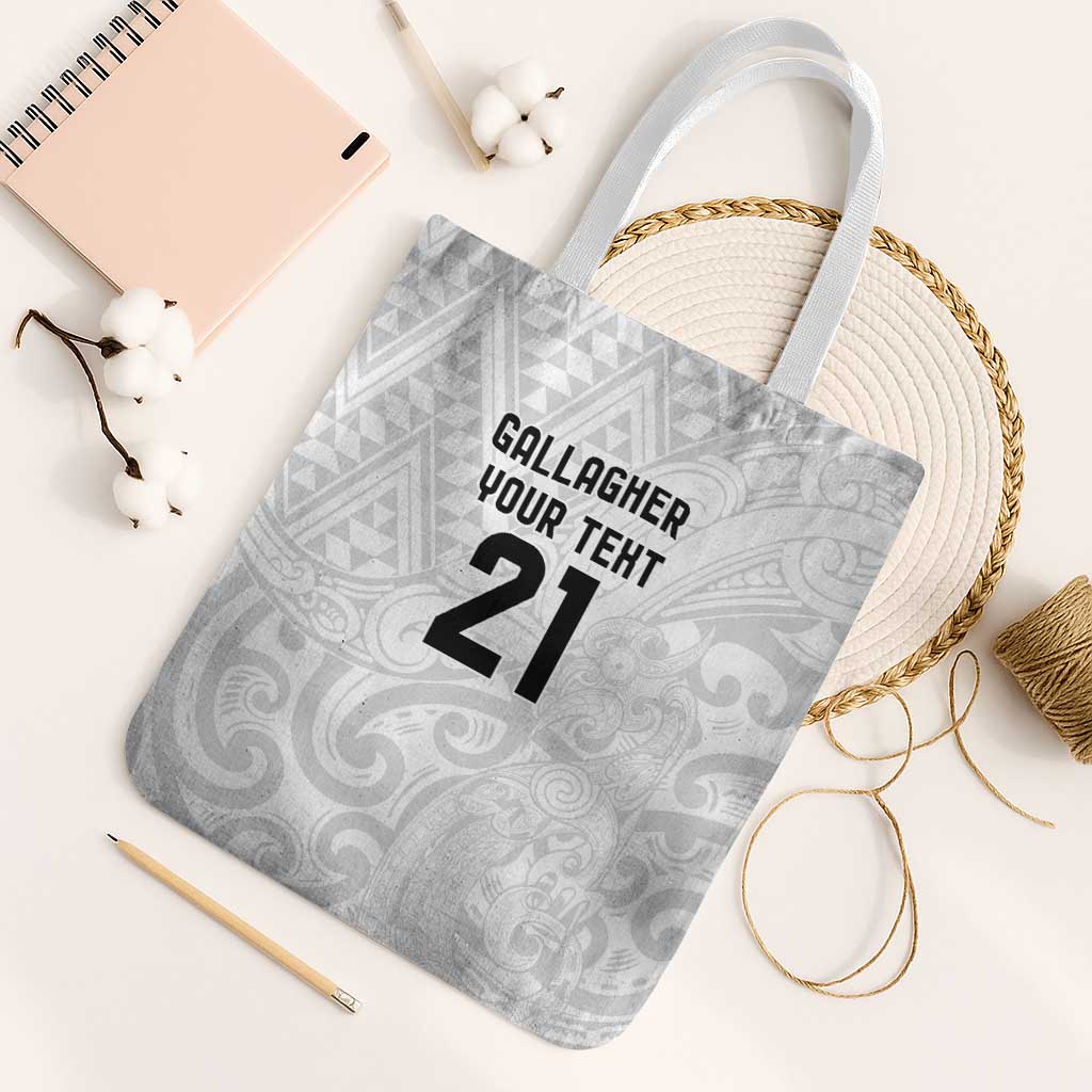 New Zealand Rangatira Custom Tote Bag All White Niho Taniwha Maori Tribal - Polynesian Pride