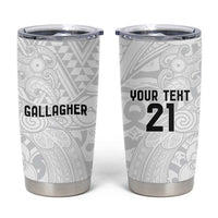 New Zealand Rangatira Custom Tumbler Cup All White Niho Taniwha Maori Tribal