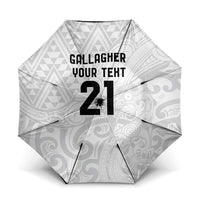 New Zealand Rangatira Custom Umbrella All White Niho Taniwha Maori Tribal - Polynesian Pride