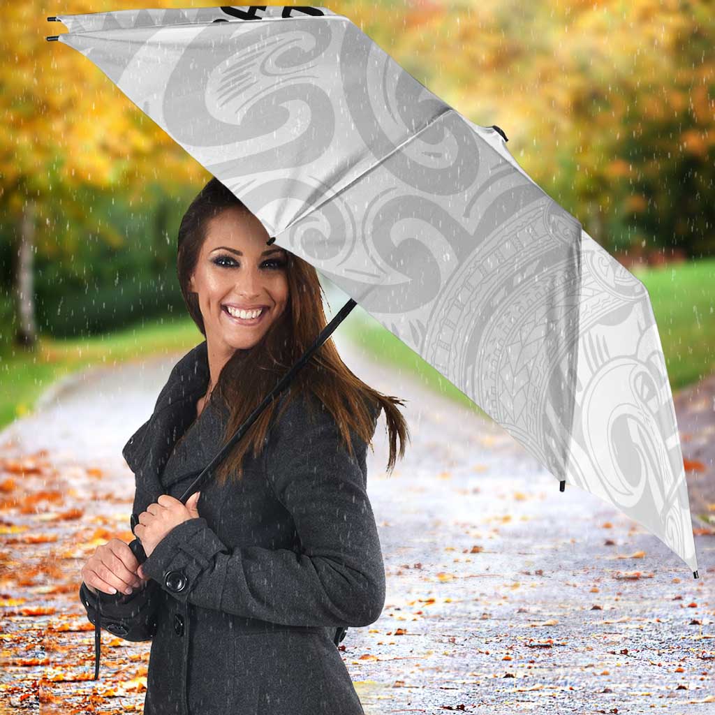 New Zealand Rangatira Custom Umbrella All White Niho Taniwha Maori Tribal - Polynesian Pride