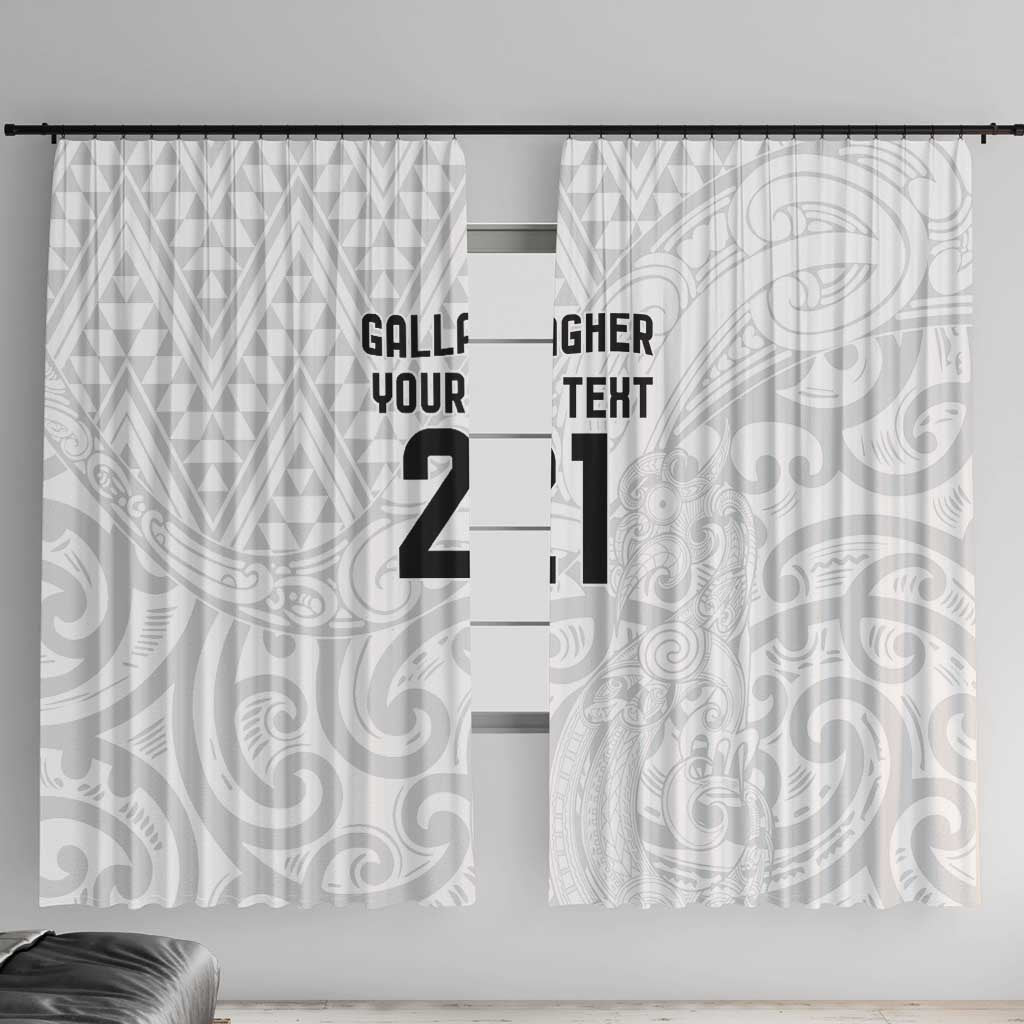 New Zealand Rangatira Custom Window Curtain All White Niho Taniwha Maori Tribal