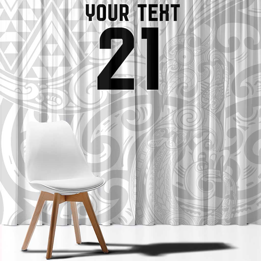 New Zealand Rangatira Custom Window Curtain All White Niho Taniwha Maori Tribal