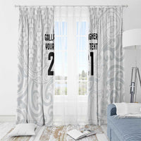 New Zealand Rangatira Custom Window Curtain All White Niho Taniwha Maori Tribal