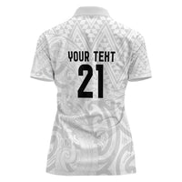 New Zealand Rangatira Custom Women Polo Shirt All White Niho Taniwha Maori Tribal