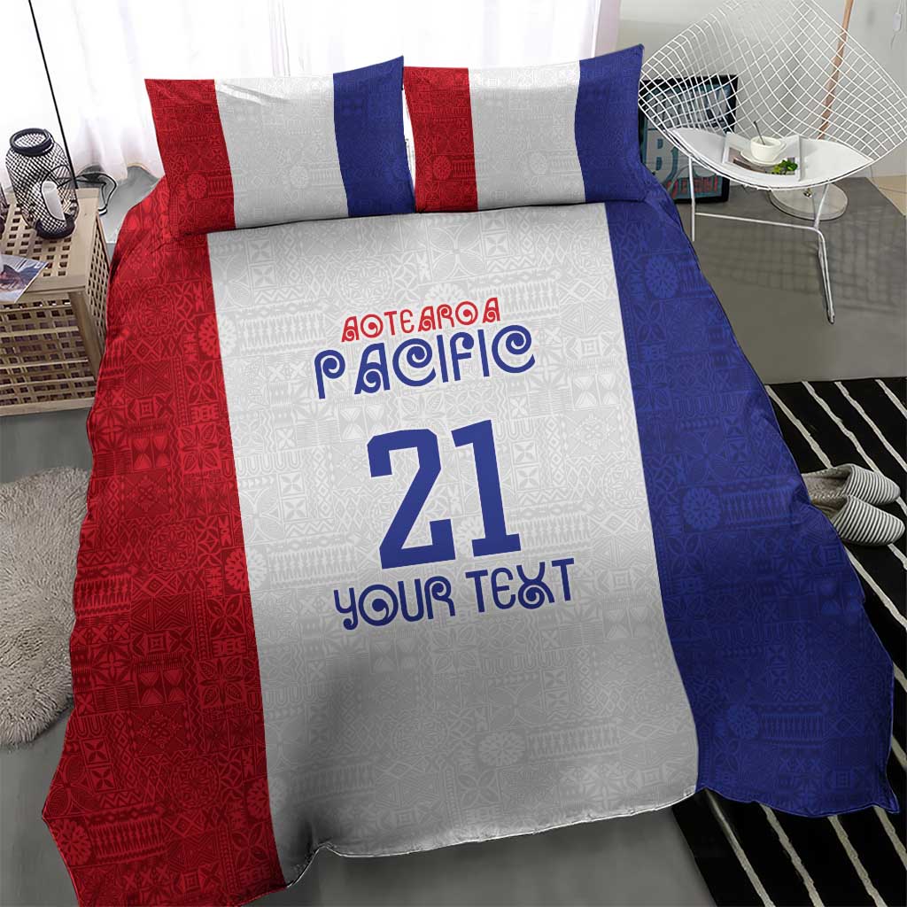 New Zealand Rugby Pacific Personalised Bedding Set Maori Style Tribal Tapa Pattern