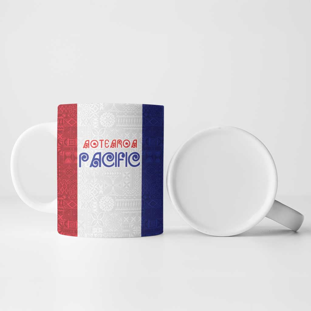 New Zealand Rugby Pacific Personalised Ceramic Mug Maori Style Tribal Tapa Pattern - Polynesian Pride