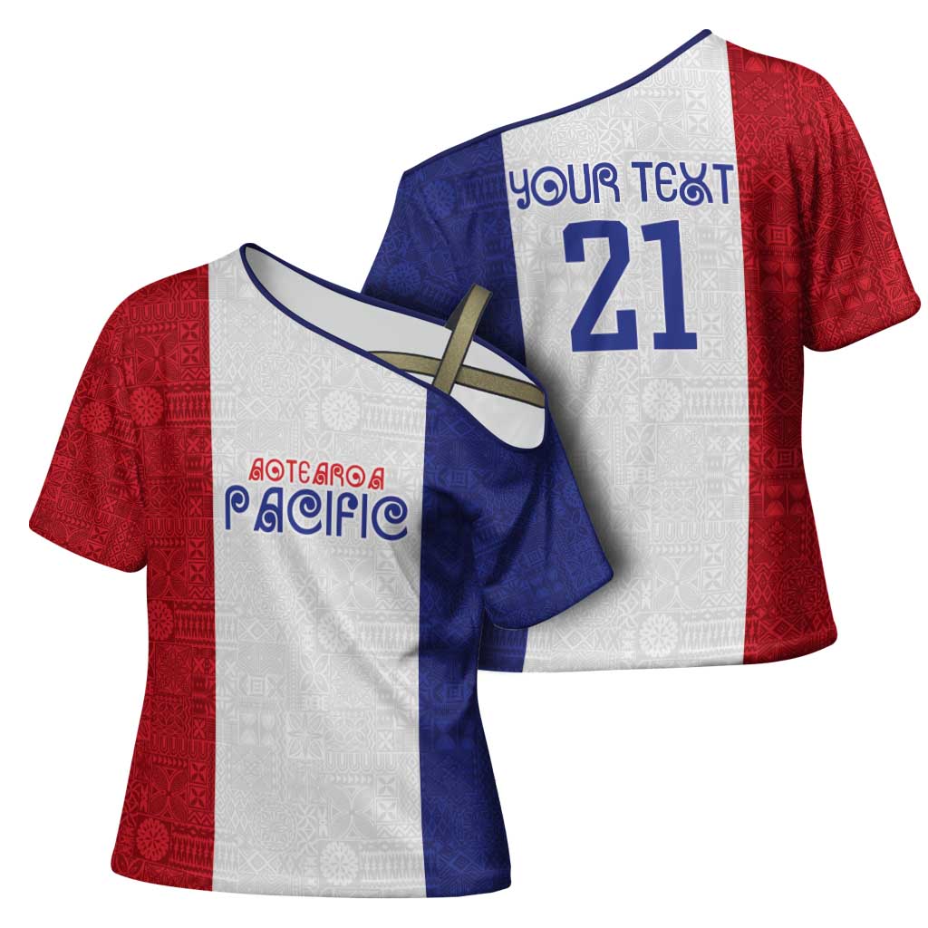 New Zealand Rugby Pacific Personalised Cross Shoulder Shirt Maori Style Tribal Tapa Pattern - Polynesian Pride