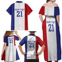 New Zealand Rugby Pacific Personalised Family Matching Off Shoulder Maxi Dress and Hawaiian Shirt Maori Style Tribal Tapa Pattern