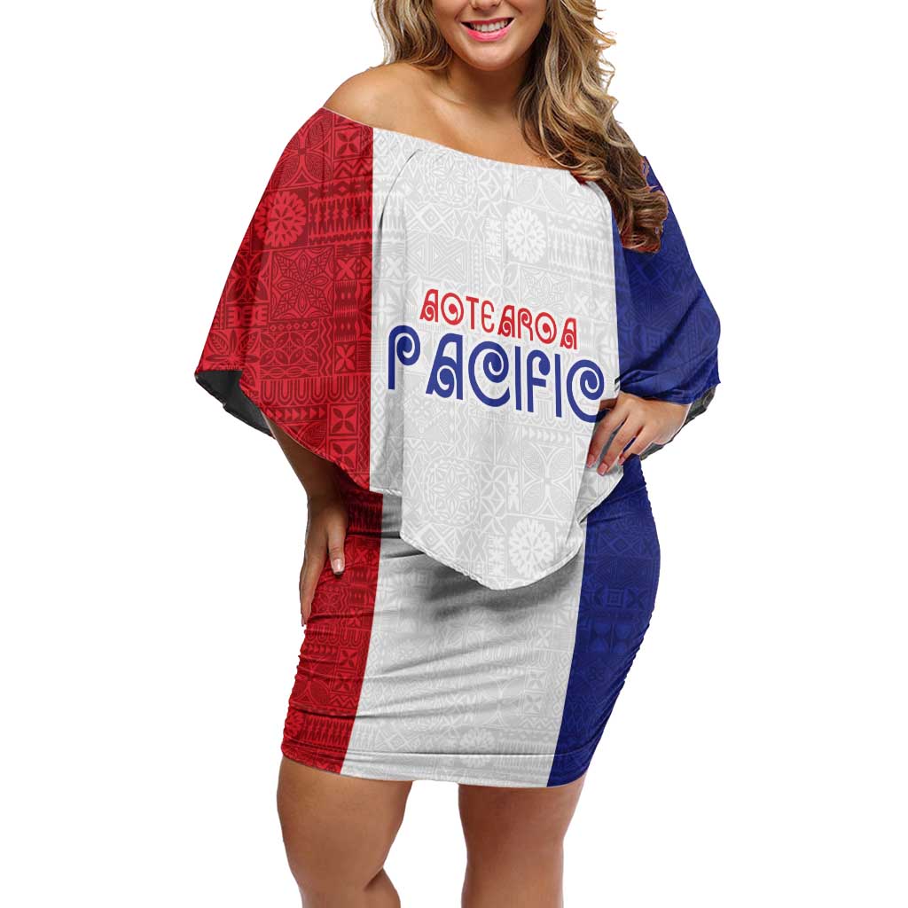 New Zealand Rugby Pacific Personalised Family Matching Off Shoulder Short Dress and Hawaiian Shirt Maori Style Tribal Tapa Pattern