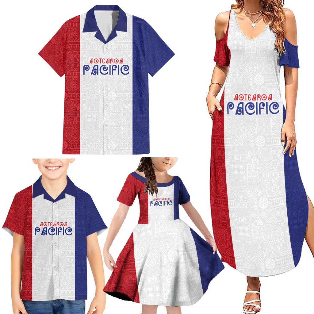 New Zealand Rugby Pacific Personalised Family Matching Summer Maxi Dress and Hawaiian Shirt Maori Style Tribal Tapa Pattern