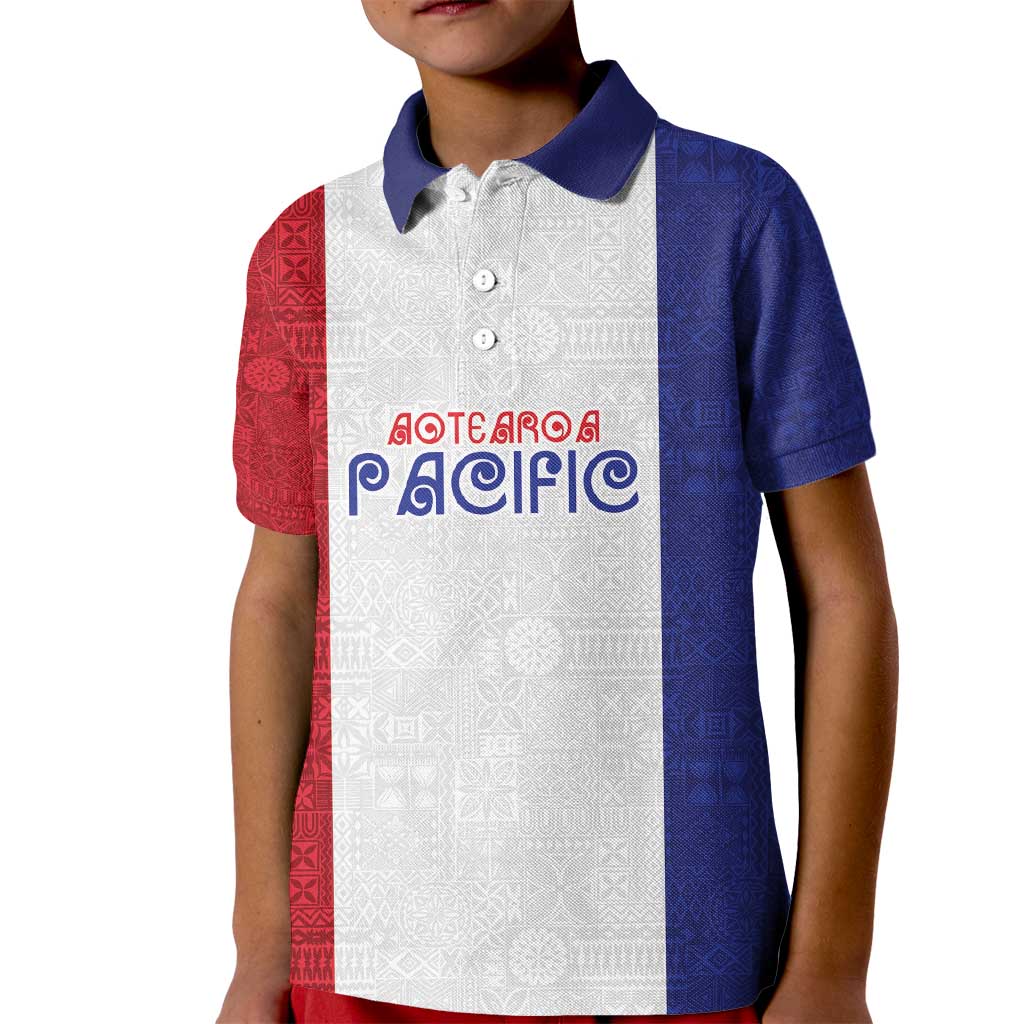 New Zealand Rugby Pacific Personalised Kid Polo Shirt Maori Style Tribal Tapa Pattern