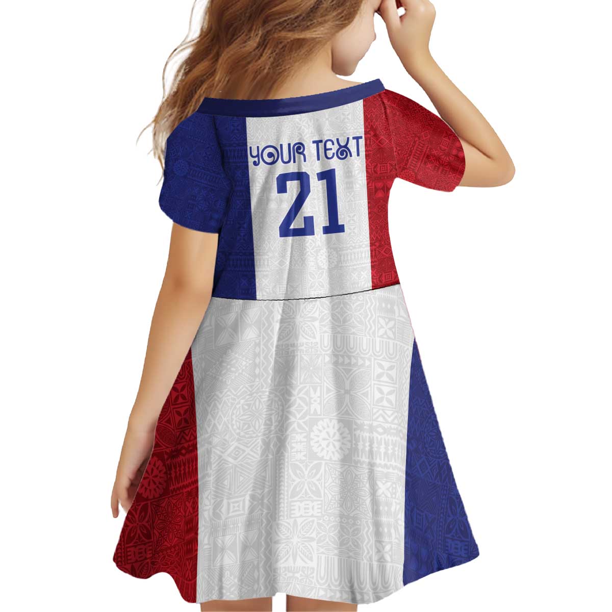 New Zealand Rugby Pacific Personalised Kid Short Sleeve Dress Maori Style Tribal Tapa Pattern