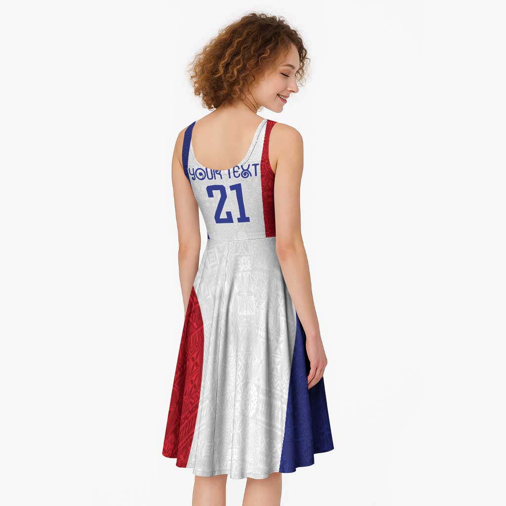 New Zealand Rugby Pacific Personalised Midi Dress Maori Style Tribal Tapa Pattern - Polynesian Pride