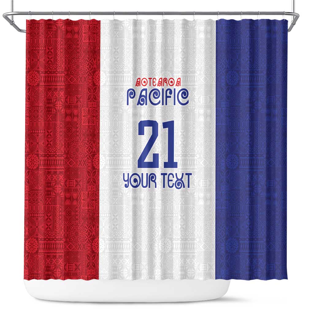 New Zealand Rugby Pacific Personalised Shower Curtain Maori Style Tribal Tapa Pattern