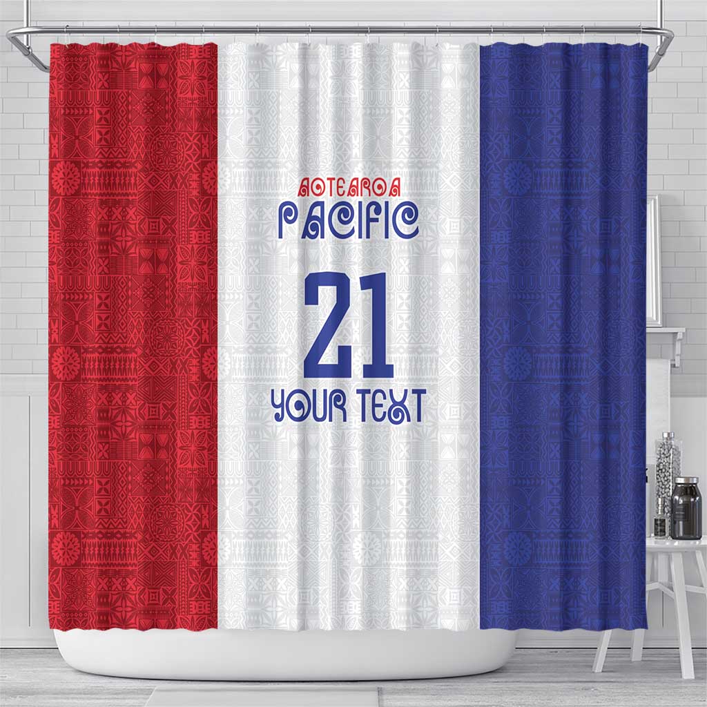 New Zealand Rugby Pacific Personalised Shower Curtain Maori Style Tribal Tapa Pattern