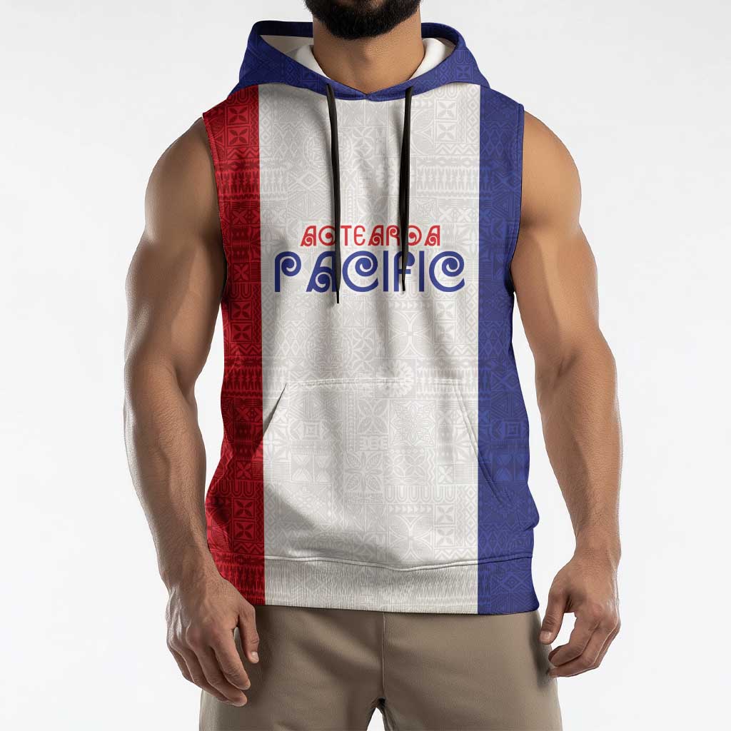New Zealand Rugby Pacific Personalised Sleeveless Hoodie Maori Style Tribal Tapa Pattern - Polynesian Pride