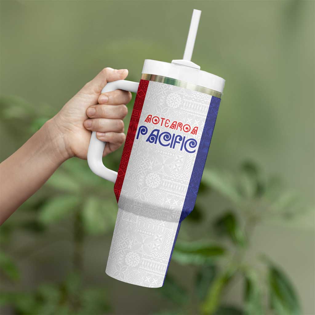 New Zealand Rugby Pacific Personalised Tumbler With Handle Maori Style Tribal Tapa Pattern