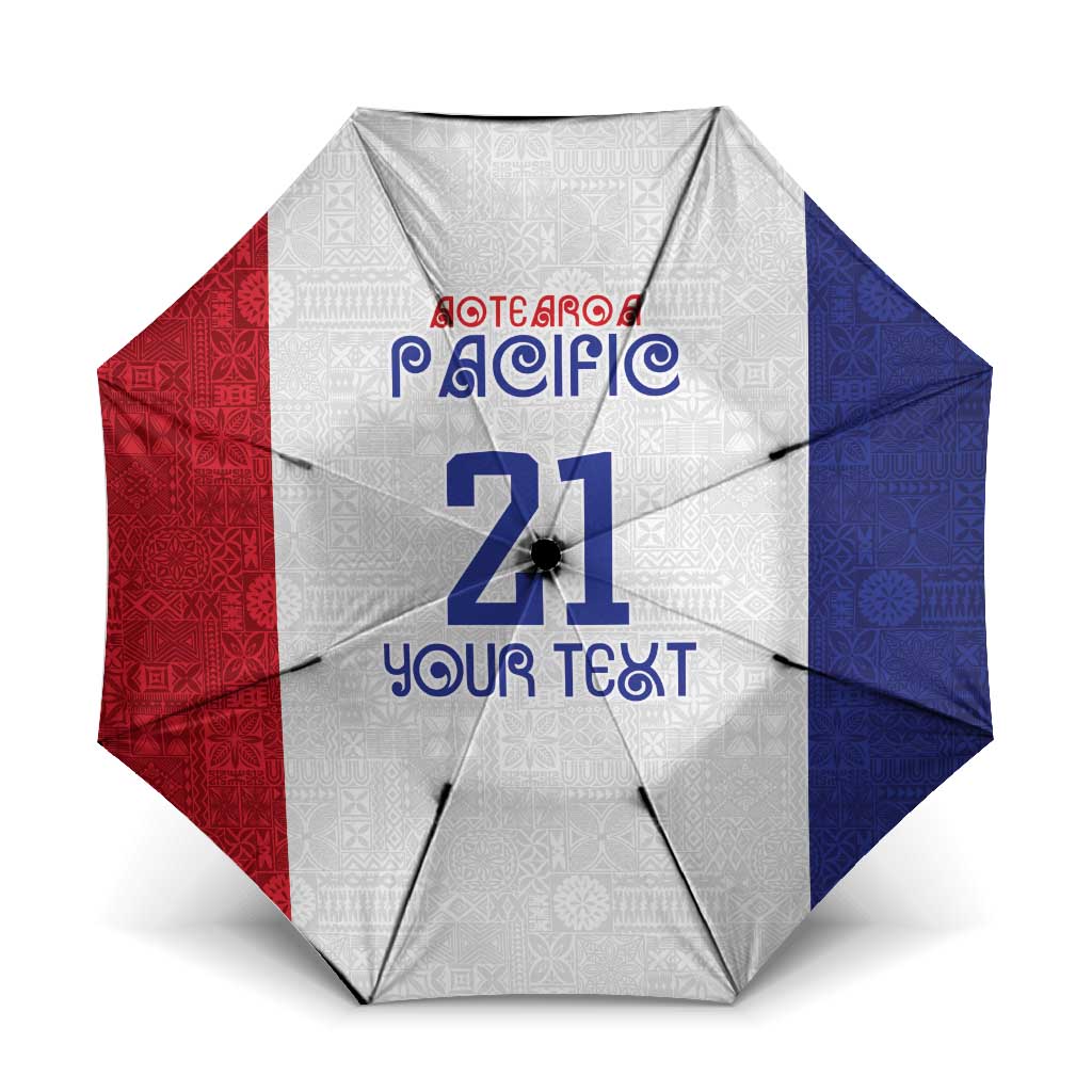 New Zealand Rugby Pacific Personalised Umbrella Maori Style Tribal Tapa Pattern - Polynesian Pride