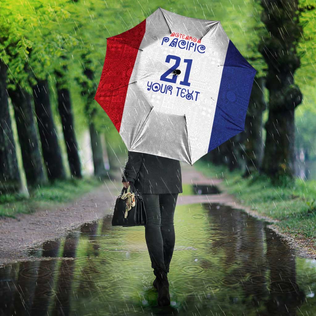 New Zealand Rugby Pacific Personalised Umbrella Maori Style Tribal Tapa Pattern - Polynesian Pride