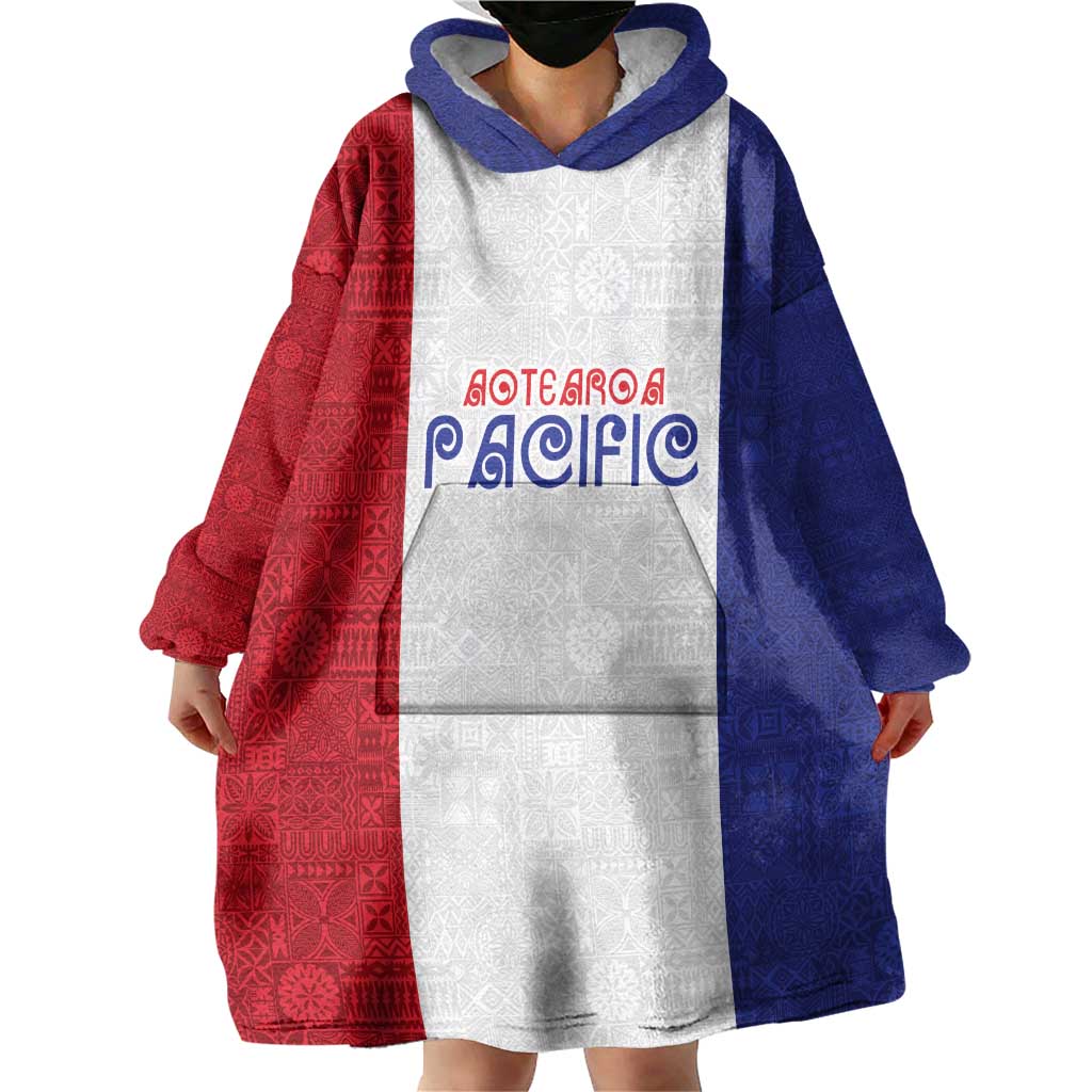 New Zealand Rugby Pacific Personalised Wearable Blanket Hoodie Maori Style Tribal Tapa Pattern