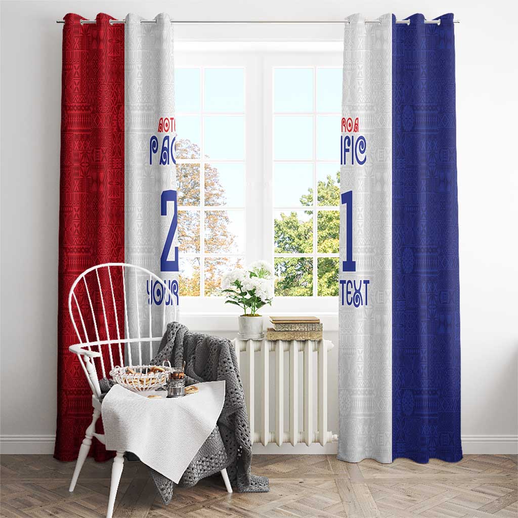 New Zealand Rugby Pacific Personalised Window Curtain Maori Style Tribal Tapa Pattern