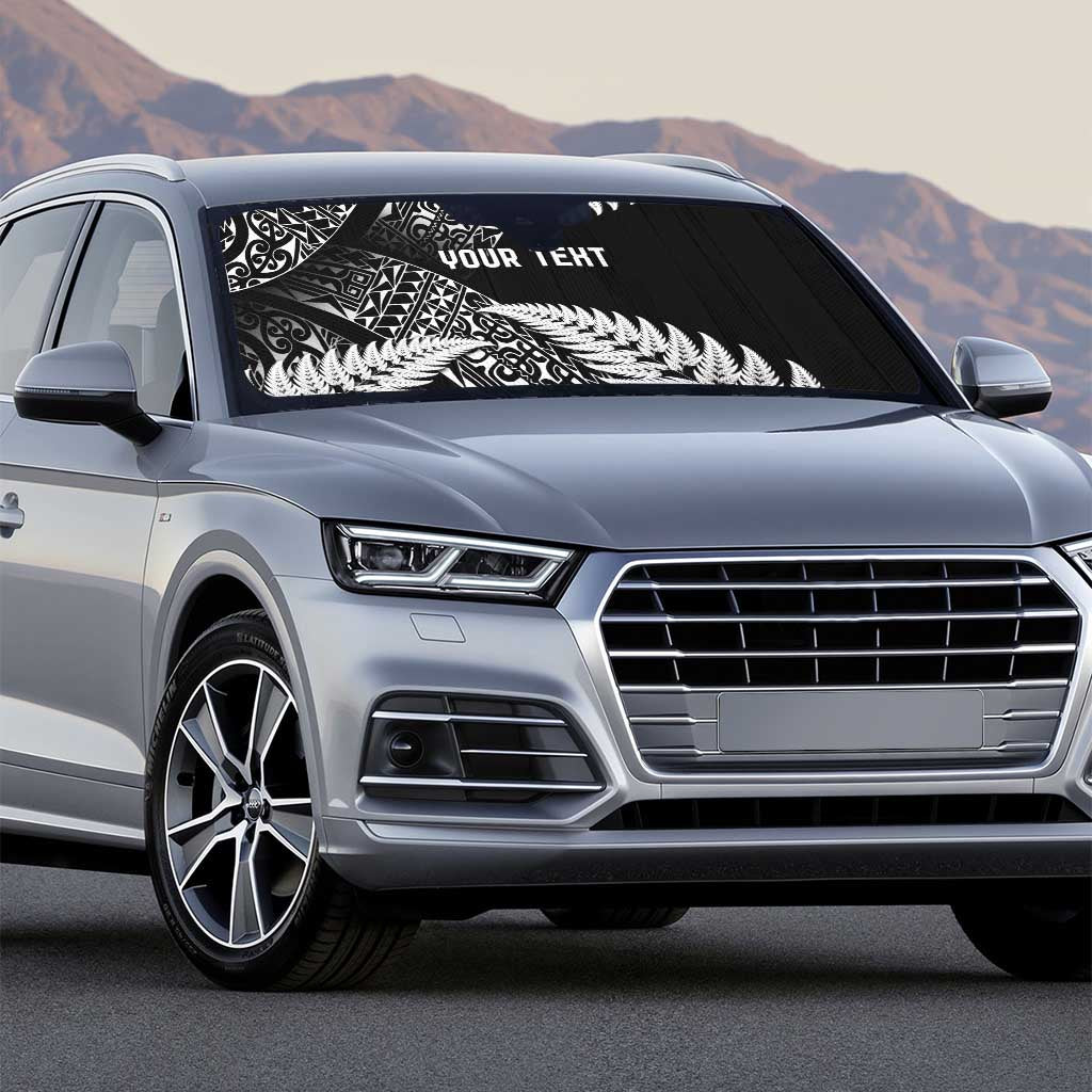 New Zealand Rugby Pacific Personalised Auto Sun Shade All Black Maori Pasifika Fern Pattern - Polynesian Pride