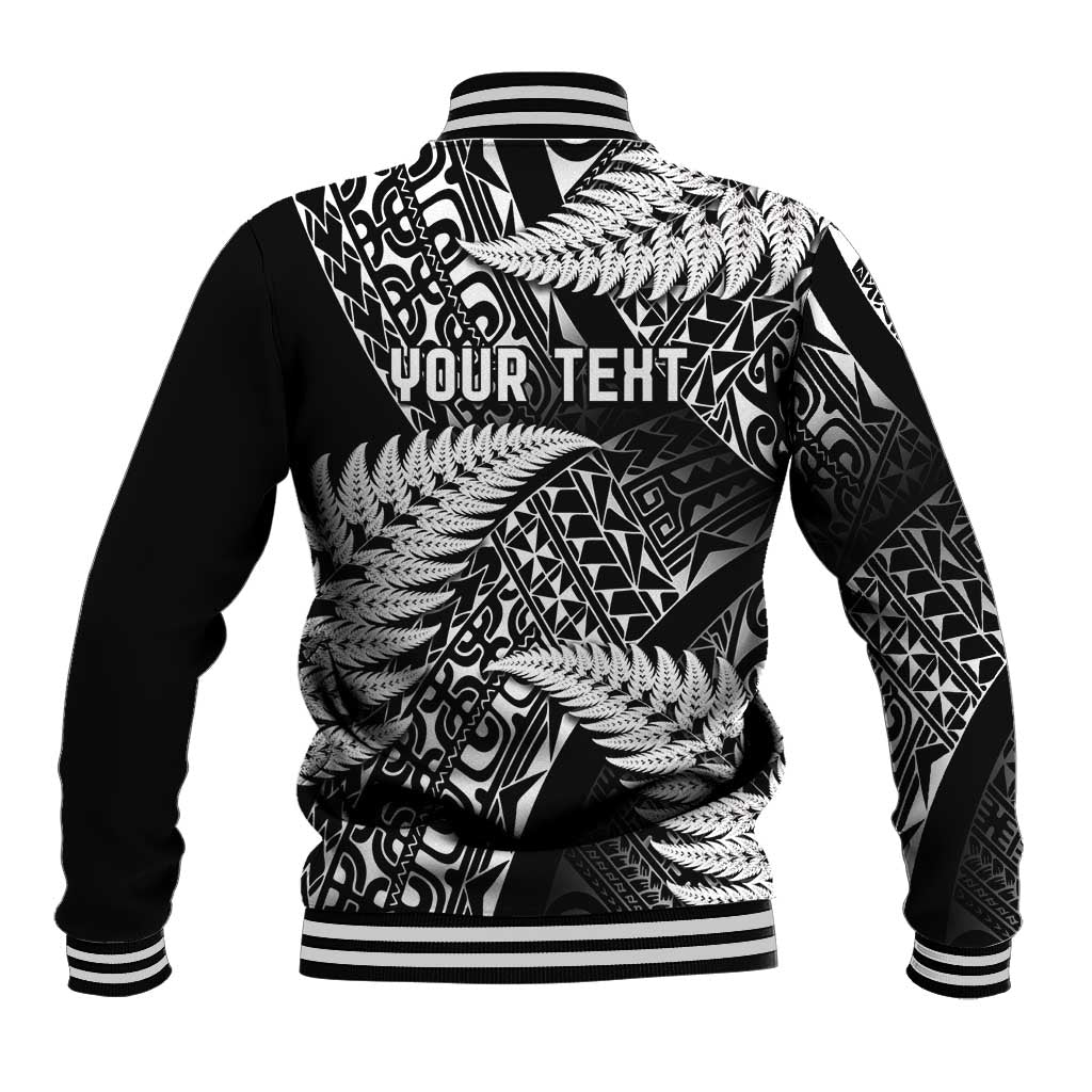 New Zealand Rugby Pacific Personalised Baseball Jacket All Black Maori Pasifika Fern Pattern